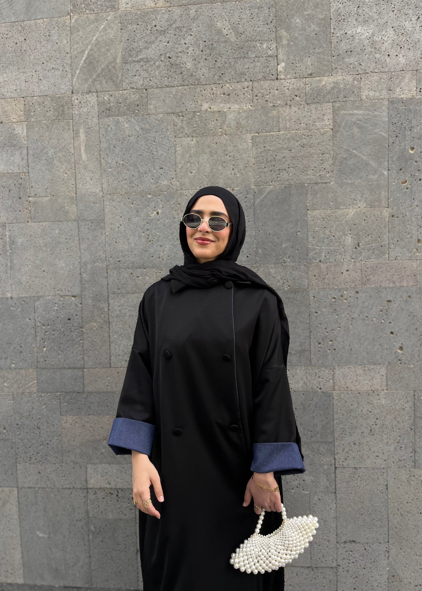 Denim-Trim Revere Abaya