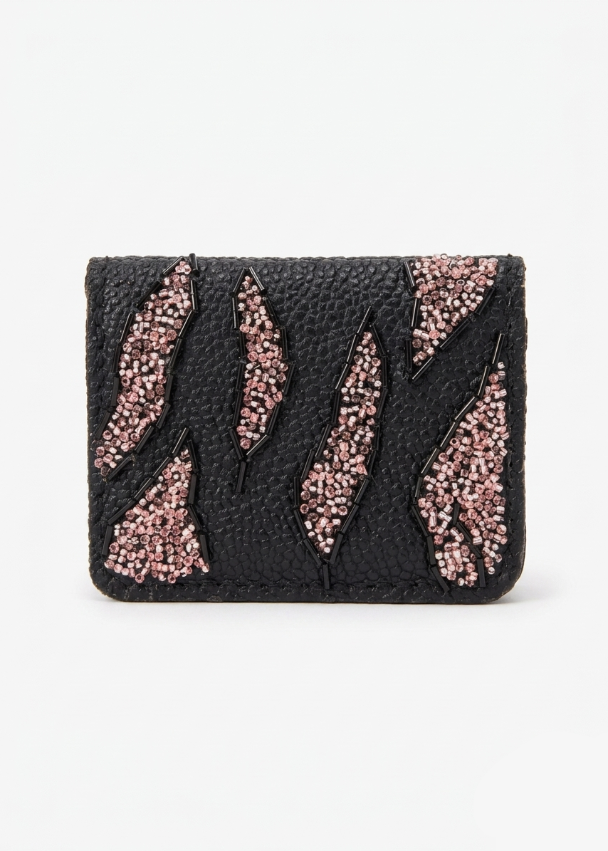 Midnight Rose Beaded Cardholder