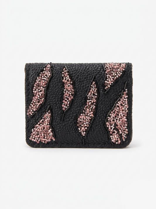 Midnight Rose Beaded Cardholder