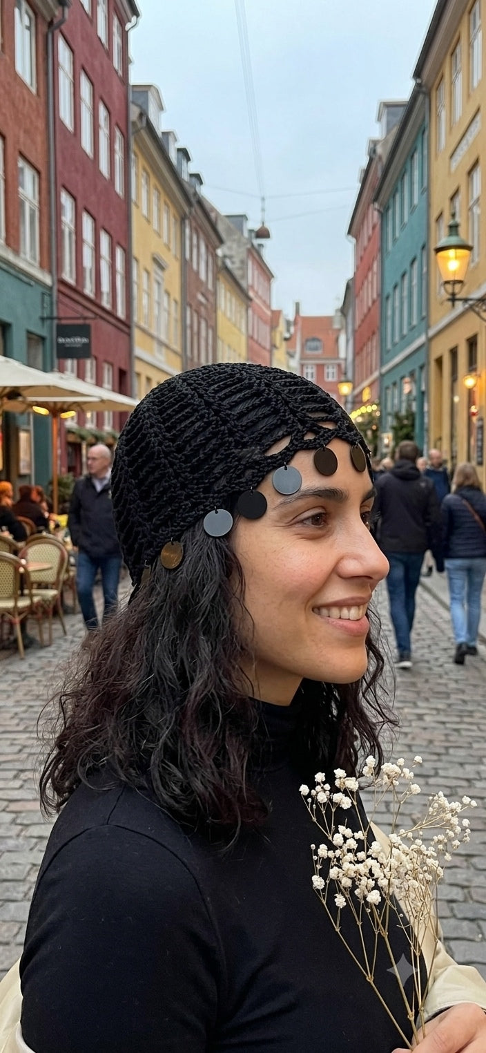 Boho Mesh Beanie with accessories